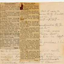 Eight newspaper columns about Fall City, c1900